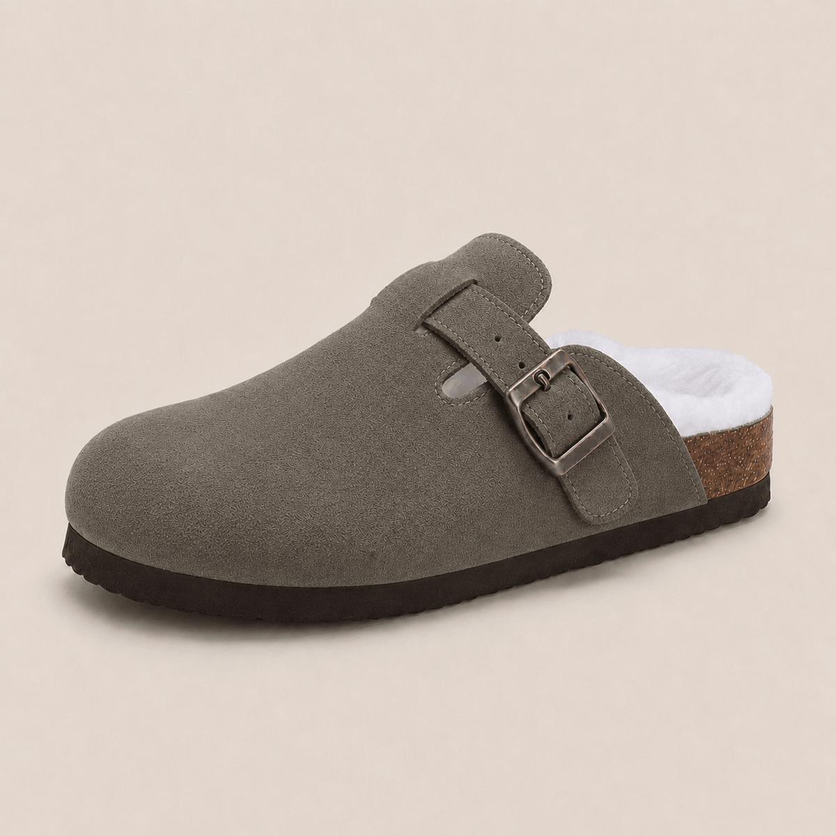 Fur-lined Suede Clogs by Eleganz