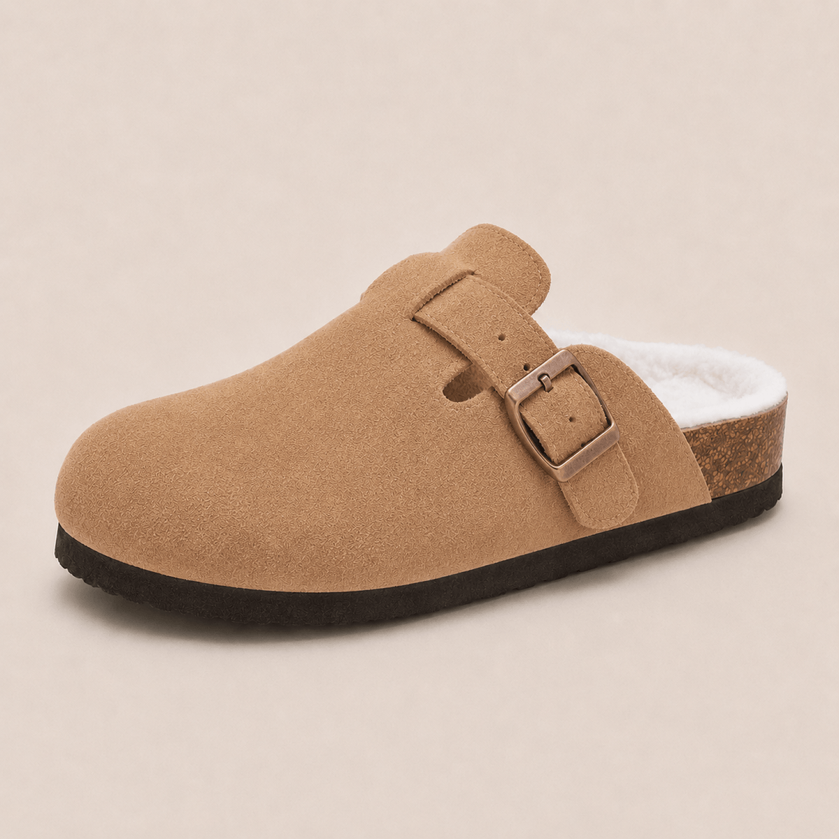 Fur-lined Suede Clogs by Eleganz