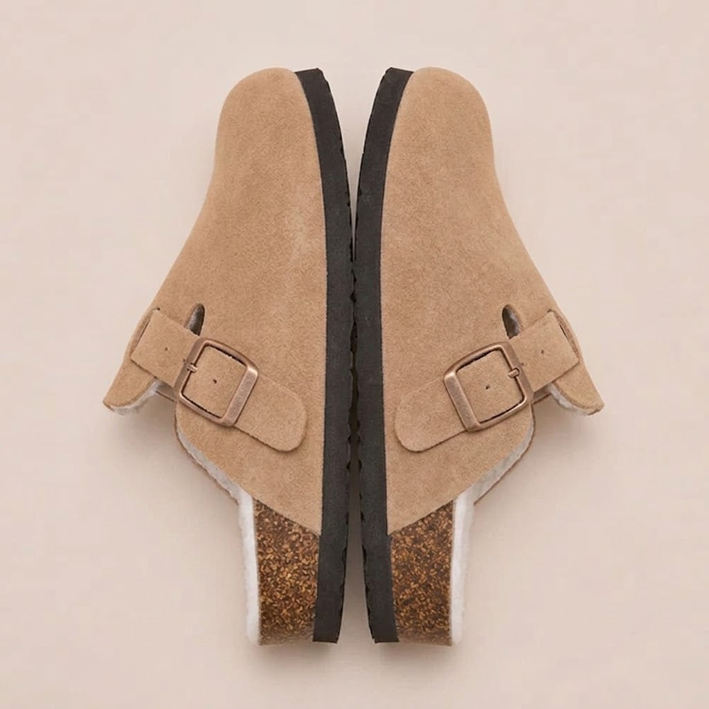 Fur-lined Suede Clogs by Eleganz