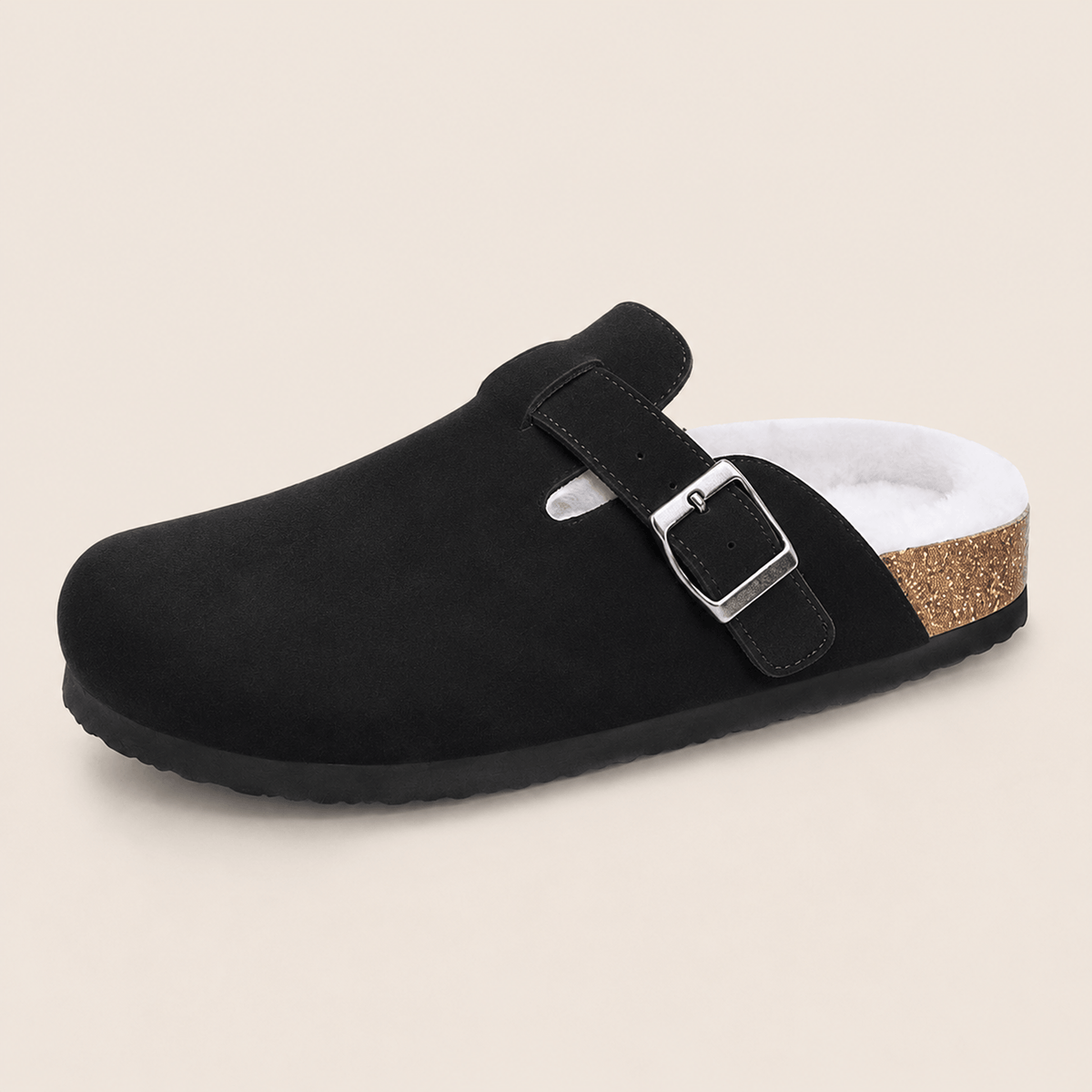 Fur-lined Suede Clogs by Eleganz