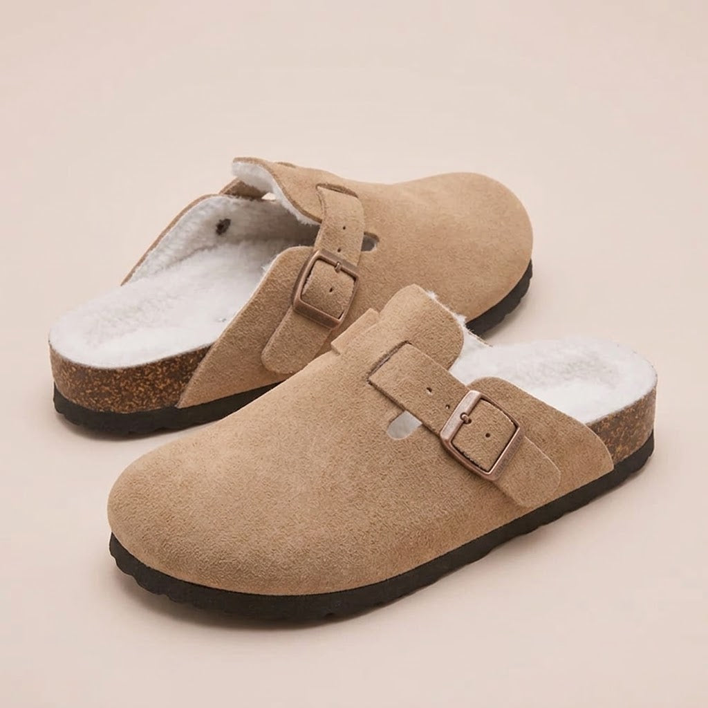 Fur-lined Suede Clogs by Eleganz